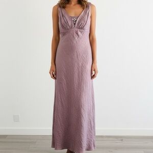 Vintage 90s Patra Lavender Metallic Maxi Gown 14